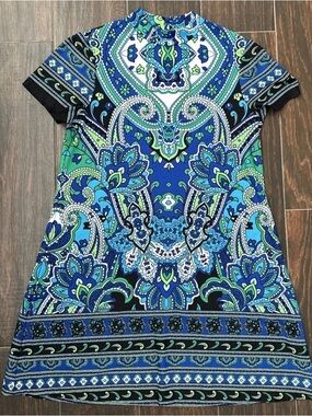 Melissa Paige Women’s Paisley Print Mock Turtleneck Tunic Top Size XS EUC